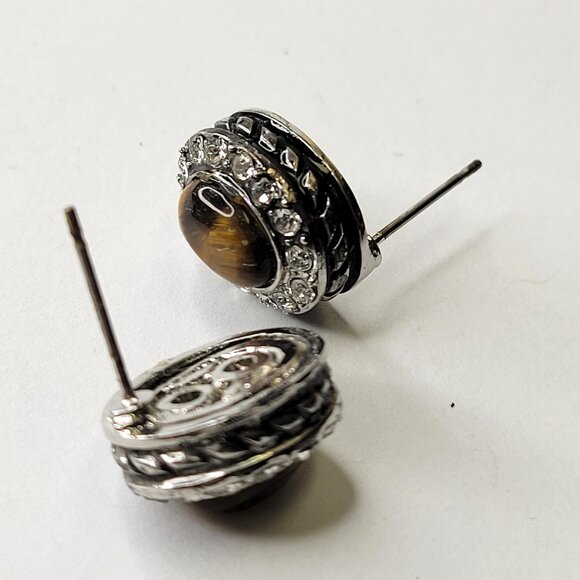 Tiger Eye Stud Earrings - Picture 5 of 13